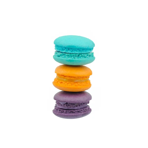 Süße Bunte Macarons Isoliert Auf Weißem Hintergrund — Stockfoto