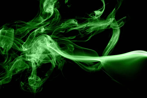 Zöld Füst Fekete Háttér — Stock Fotó