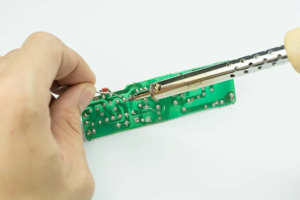 Reparatie Van Elektronische Apparatuur Soldeeronderdelen Voor Tin — Stockfoto