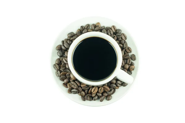 Cup Black Coffee Realistic Top View — Stock Photo, Image