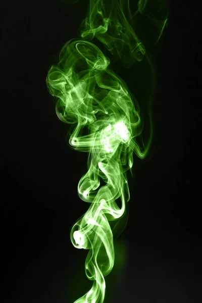 Green Smoke Black Background — Stock Photo, Image