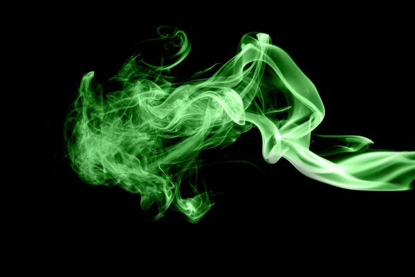 Fumaça Verde Fundo Preto — Fotografia de Stock