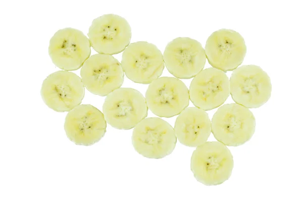 Rodajas Plátano Aisladas Sobre Blanco — Foto de Stock