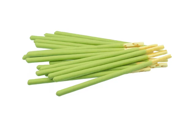 Palo Galletas Recubierto Con Verde Aislado — Foto de Stock