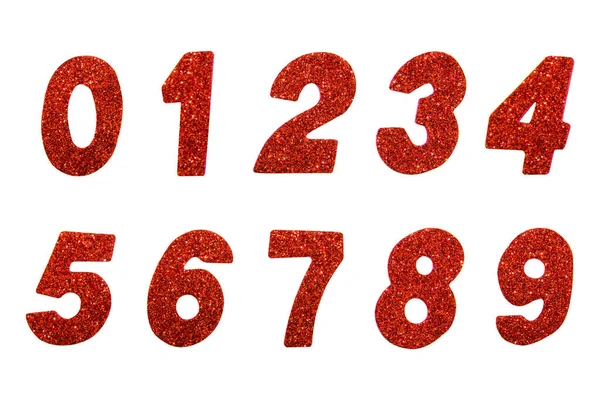 Roter Glitzernummer Isoliert Für Die Gestaltung Mit Schnittpfad — Stockfoto