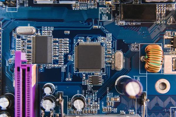 Close Chip Elektronische Hardware Moederbord Bovenaanzicht — Stockfoto