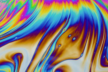 Psikedelik çok renkli desenler arka planı. Sabun köpüklerinin makro fotoğraf çekimi