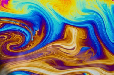 Psikedelik çok renkli desenler arka planı. Sabun köpüklerinin makro fotoğraf çekimi