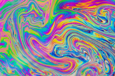 Psychedelic multicolored patterns background. Photo macro shot of soap bubbles clipart