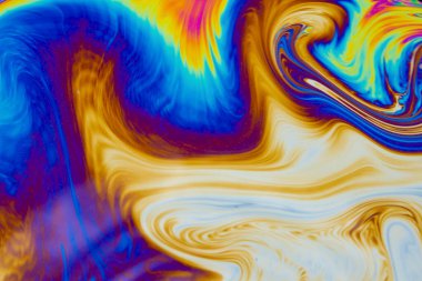 Psikedelik çok renkli desenler arka planı. Sabun köpüklerinin makro fotoğraf çekimi