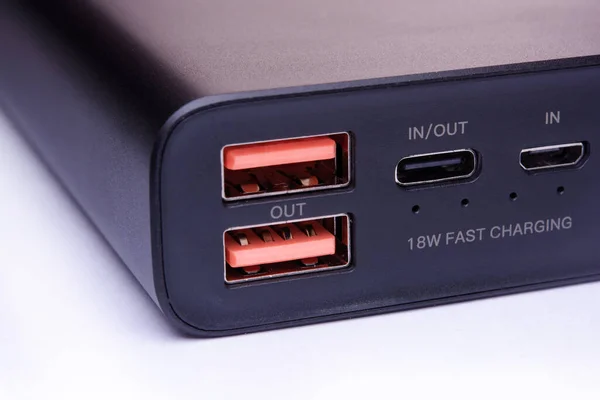 USB, USB Type-C and Micro-USB port on power bank