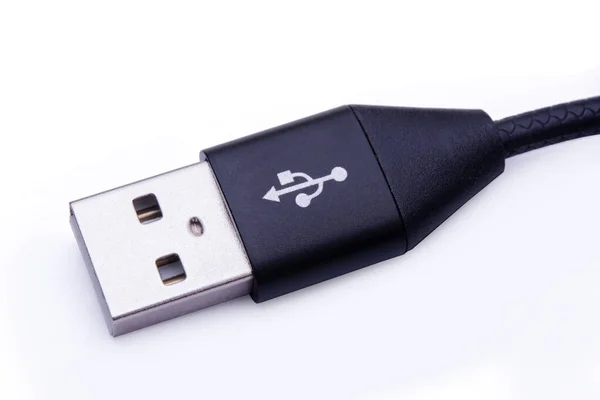 Kabel Usb Izolowany Białym Tle Ścieżką Wycinania — Zdjęcie stockowe