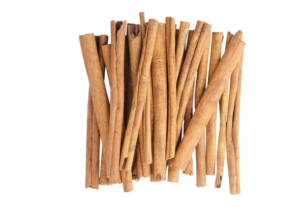 Cinnamon Sticks Top View Isolated White Background Clipping Pat — Stock Photo, Image