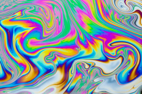 Psikedelik Çok Renkli Desenler Arka Planı Sabun Köpüklerinin Makro Fotoğraf — Stok fotoğraf
