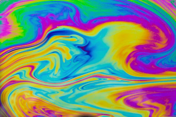 Psychedelische Bunte Muster Hintergrund Makroaufnahme Von Seifenblasen — Stockfoto
