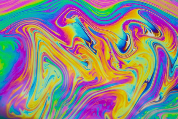 Sfondo Modelli Multicolori Psichedelici Foto Macro Scatto Bolle Sapone — Foto Stock