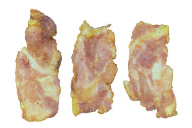 Beyaz arka planda izole edilmiş domuz pastırması.