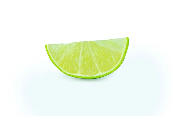 Lime Slices Half Isolated White Background Green Citrus Fruit Clipping — Stock Photo, Image