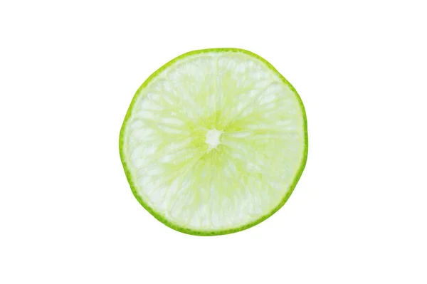 Lime Slice Top View Fruit Isolated White Background Clipping Path — Stock Photo, Image