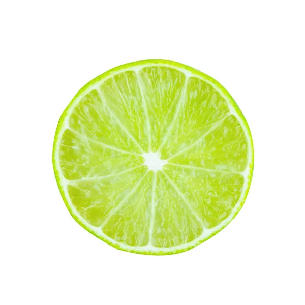 Lime Slice Top View Fruit Isolated White Background Clipping Path — Stock Photo, Image