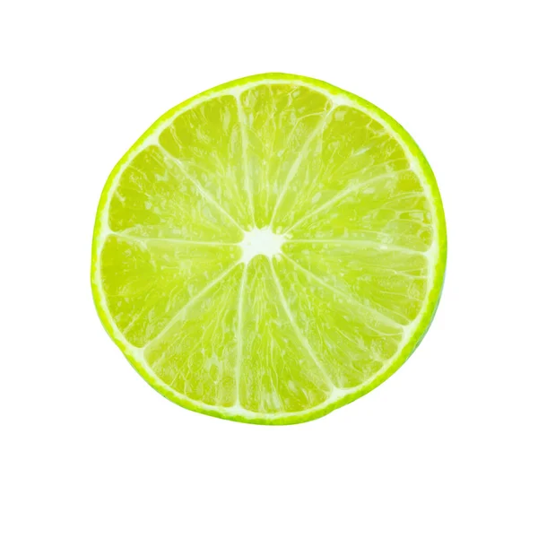 Lime Slice Top View Fruit Isolated White Background Clipping Path — Stock Photo, Image