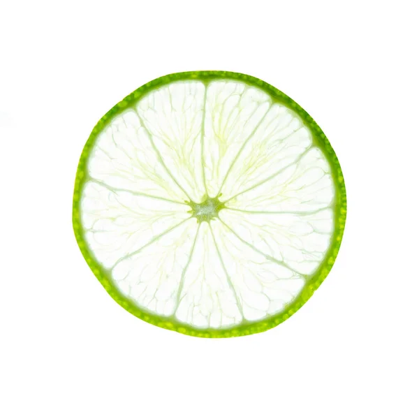 Fatia Limão Vista Superior Fruta Isolada Sobre Fundo Branco Com — Fotografia de Stock
