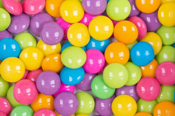 Pile Colorful Sweet Candy Chocolates Coated White Paper Colourful Collection — Stock Photo, Image