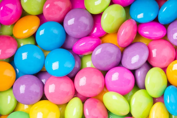 Pile Colorful Sweet Candy Chocolates Coated White Paper Colourful Collection — Stock Photo, Image