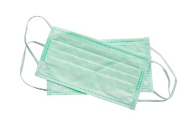 Tıbbi maske beyaz arka plan Covid 19 korumasında izole edildi. kırpma yolu ile