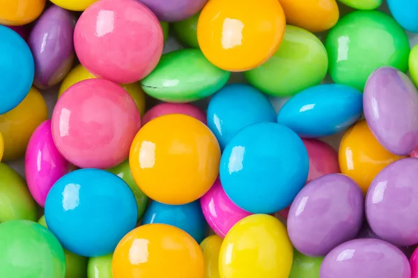 Pile Colorful Sweet Candy Chocolates Coated White Paper Colourful Collection — Stock Photo, Image