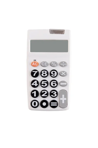 Calculadora Digital Branca Vista Superior Backgroun Branco — Fotografia de Stock