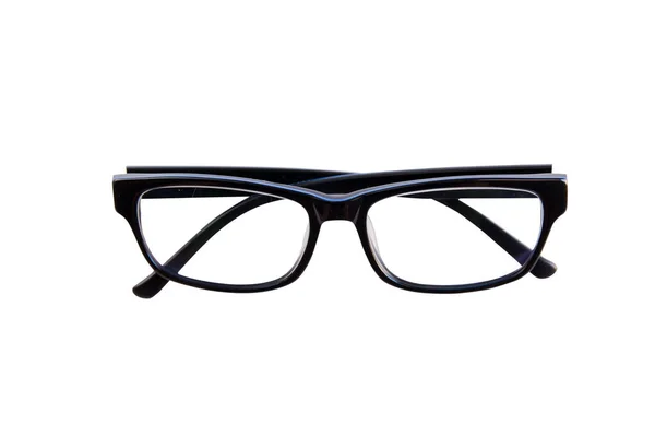 黑眼镜框与白色背景隔离 带有裁剪路径 — 图库照片