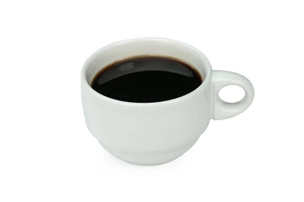 Xícara Branca Café Preto Isolado Branco Com Clipping Pat — Fotografia de Stock