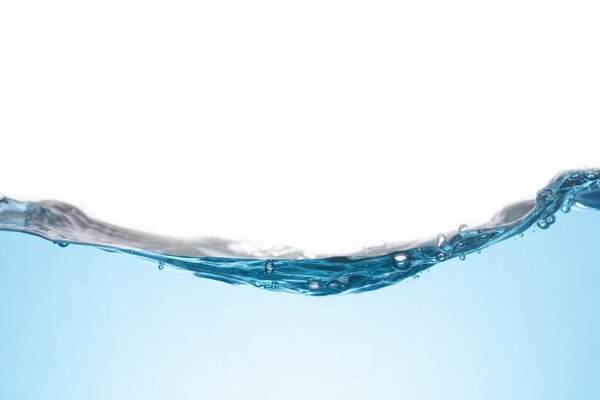Clean light blue water wave isolated on white background