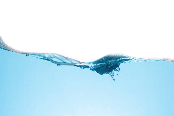 Clean light blue water wave isolated on white background