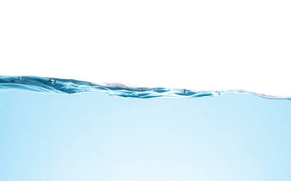 Clean light blue water wave isolated on white background