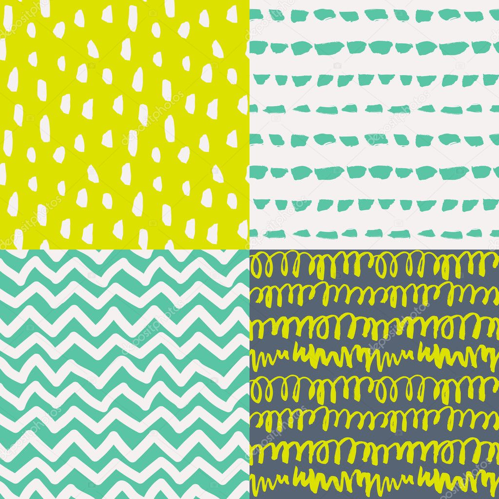 Set of 4 decorative artistic seamless patterns.
