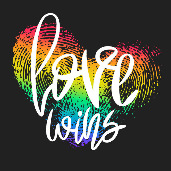 Conceptual poster with lettering and rainbow heart