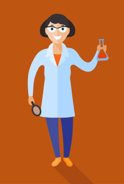 İş yerinde gülümseyen bilim adamı 