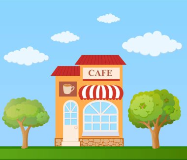 Doğa arka plan üzerinde Cafe Önden Görünüm