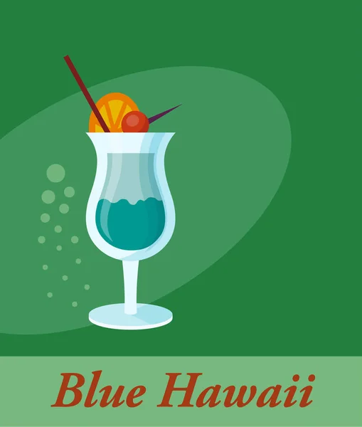蓝色夏威夷鸡尾酒 — 图库矢量图片