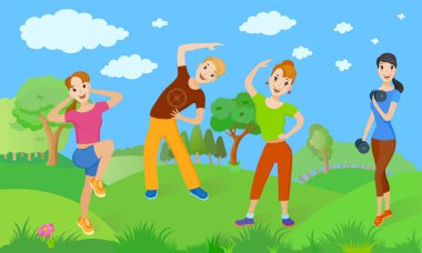 Açık havada egzersiz yapan insanlar