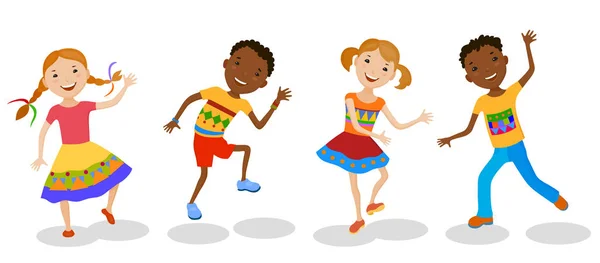 Щасливі діти танцюють — стоковий вектор
