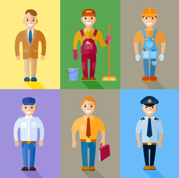 Cartoon characters of different professions — Stock Vector