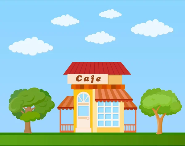 Café local avec des arbres — Image vectorielle