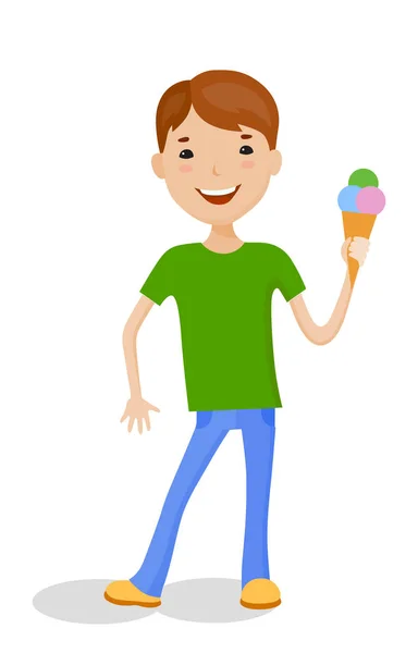 Niño de dibujos animados con helado — Archivo Imágenes Vectoriales