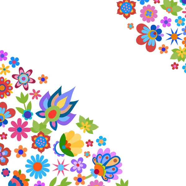 Gratulationskort med färgglada blommor — Stock vektor