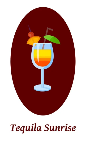 Tequila Sunrise menu de cocktails — Image vectorielle
