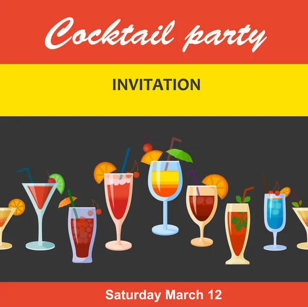 Cocktail party invitation — Stock Vector