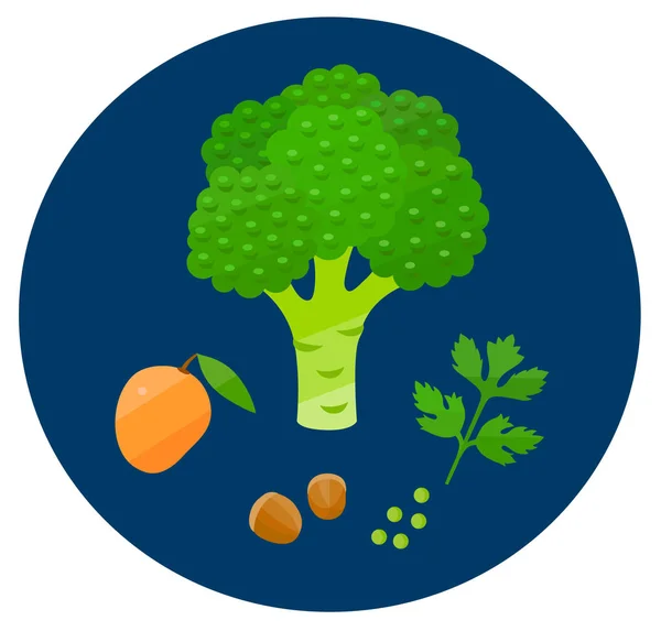 Healthy food icons in flat style — Stock Vector